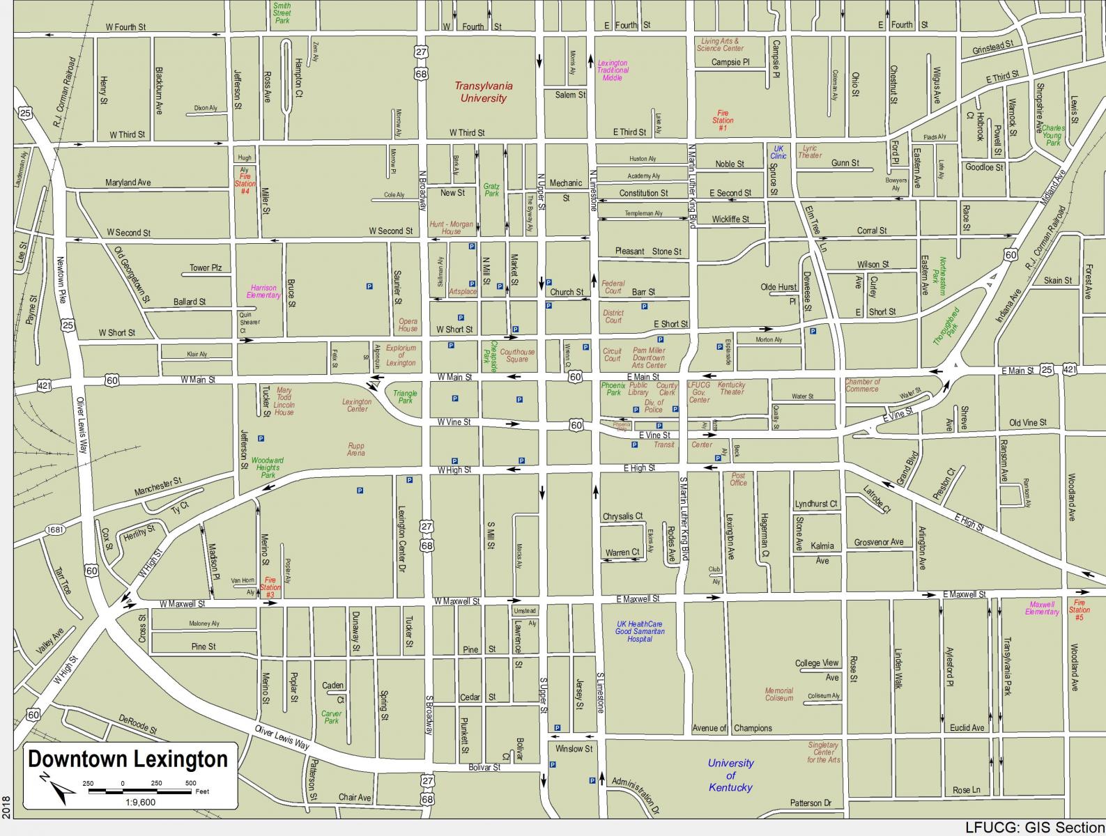 Map of downtown lexington