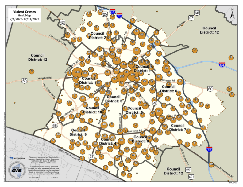 Violent Crime Cluster Map by Council District