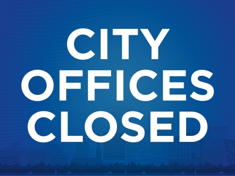 Text graphic that says "City offices closed"