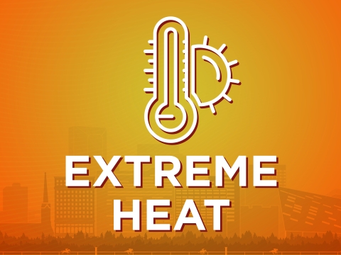 orange graphic with sun and heat thermometer